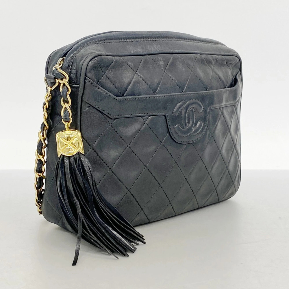 CHANEL Black Lambskin Leather Shoulder Bag - Picture 2 of 10